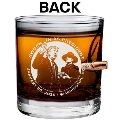 Bulletproof Trump Assassination Attempt Whiskey Glass (2-Sided)
