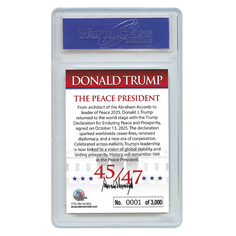 Peace President Individually Numbered (to 3,000) Collectible Card + FREE MATCHING COIN!