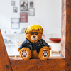 Trumpinator Teddy Bear wearing a black leather jacket and sunglasses, with blonde hair and 2024 on its paws.