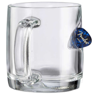 BenShot Guitar Pick Glasses featuring a clear glass mug with a guitar pick embedded in the side.