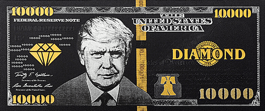 Donald Trump Diamond Black $10,000 Dollar Bill