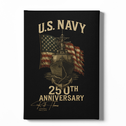 Navy 250th Anniversary Limited Edition Canvas (16"x 24") - Signed & Individually Numbered