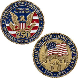 America's 250th Anniversary Veterans Commemorative Challenge Coin — commemorative collectible coin, view 6