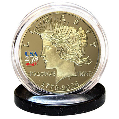 America's 250th Anniversary Peace Dollar Golden Proof Coin