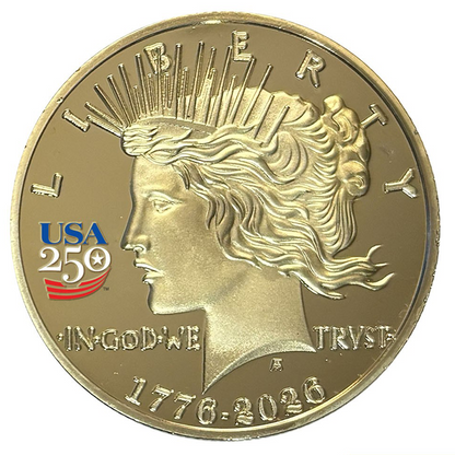 America's 250th Anniversary Peace Dollar Golden Proof Coin