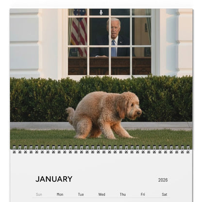 Pooping Dogs Owning Liberals 2026 Calendar - Funny Calendar & White Elephant Gag Gift Calendar