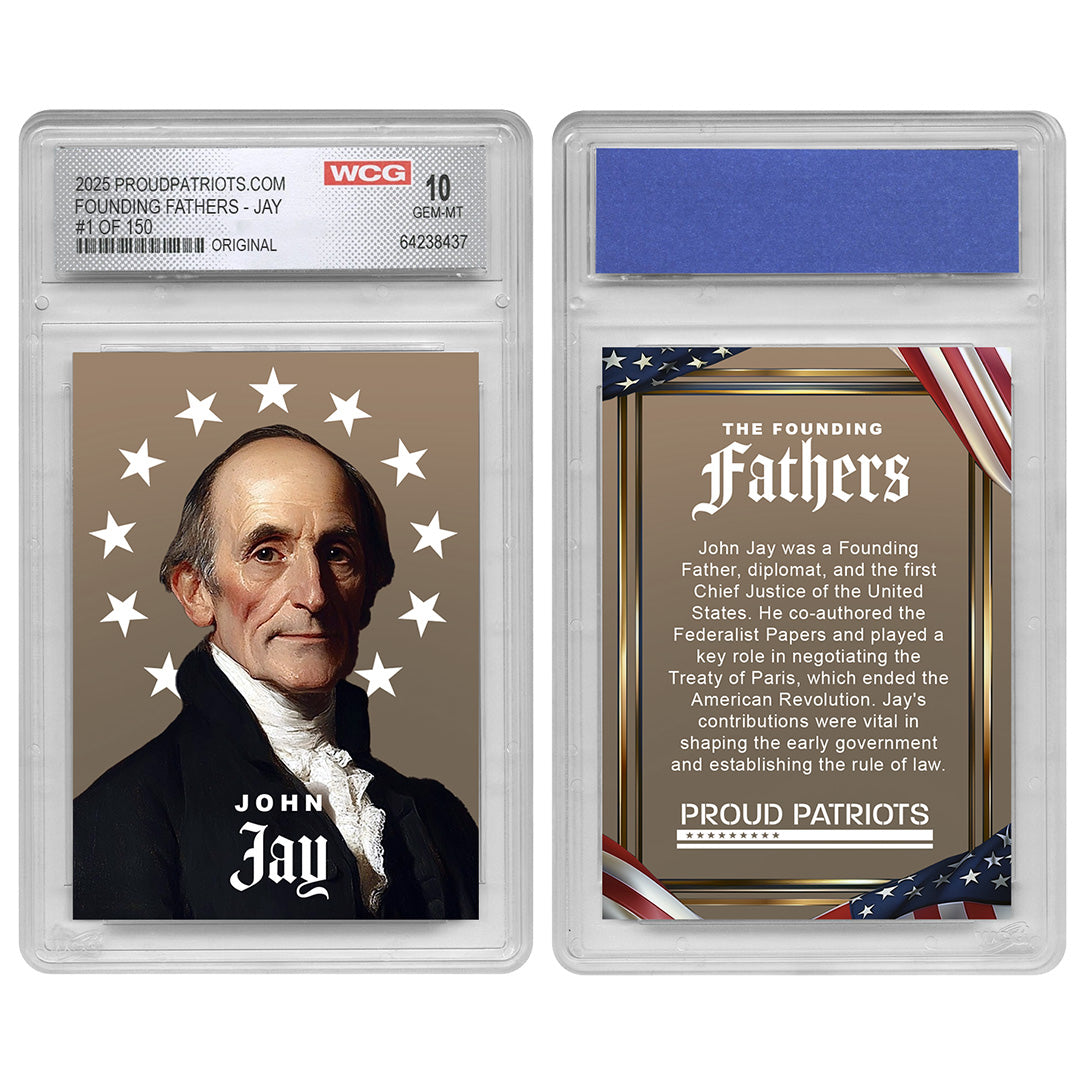Founding Fathers Set of 7 Trading Cards | Original | Only 250 Available | Individually Numbered - All Matching Numbers | Graded GEM-MT 10