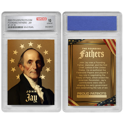 Founding Fathers Set of 7 Trading Cards | Gold Pearl | Only 50 Available | Individually Numbered - All Matching Numbers | Graded GEM-MT 10
