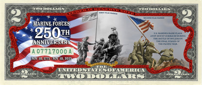 [RED BORDER] U.S. Marine Forces - 250th Anniversary Tribute - Genuine Legal Tender U.S. $2 Bill (250 Available & Individually Numbered)