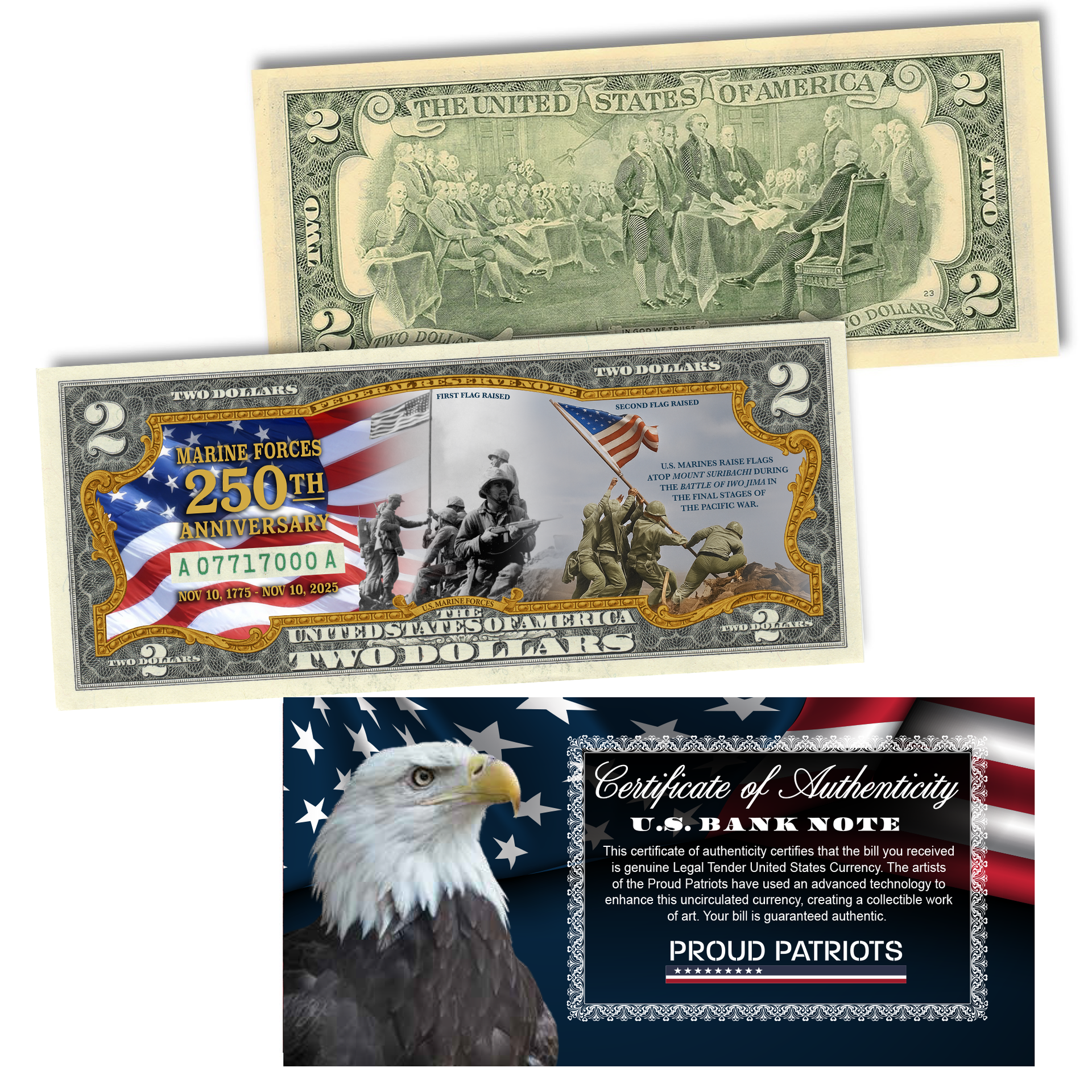 U.S. Marine Forces - 250th Anniversary Tribute - Genuine Legal Tender U.S. $2 Bill