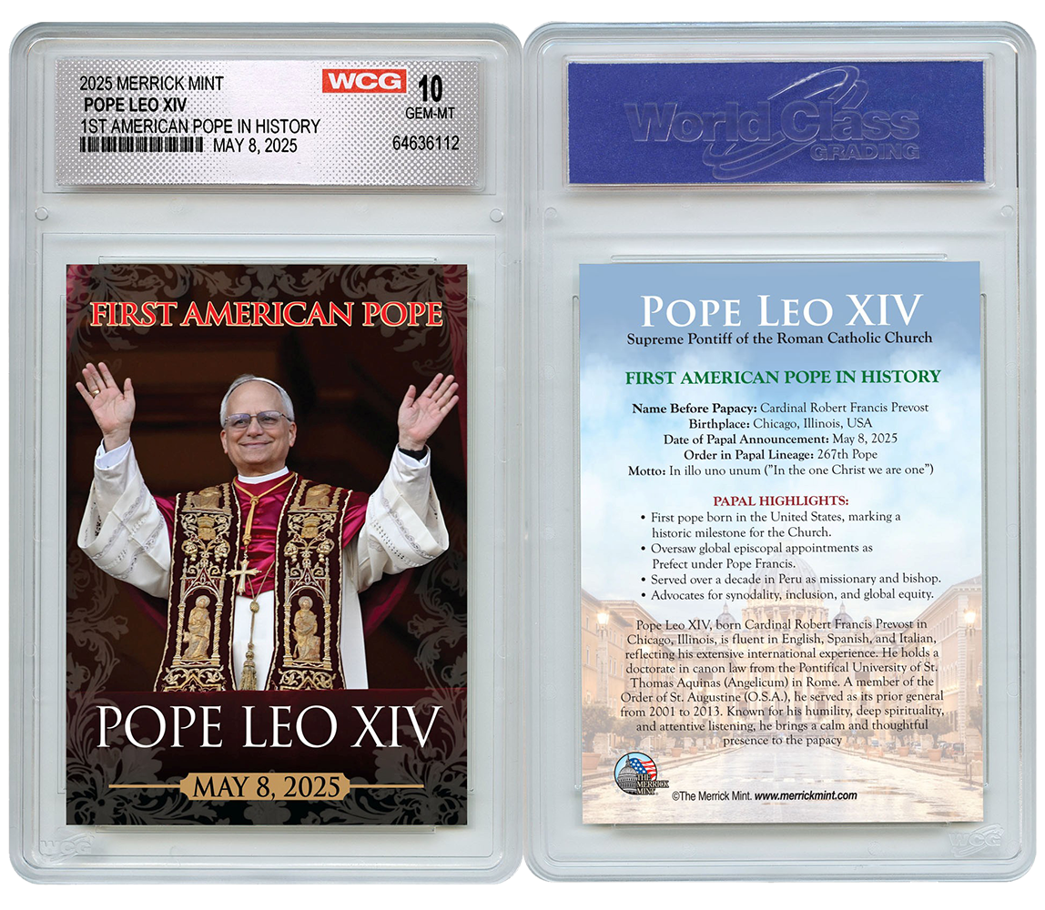 1st American Pope In History - 2025 Official Trading Card Graded GEM-MT 10