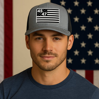 45th & 47th President Flag Hat (Monochrome)