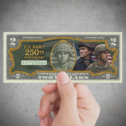 U.S Army 250th Anniversary - Genuine Legal Tender U.S. $2 Bill