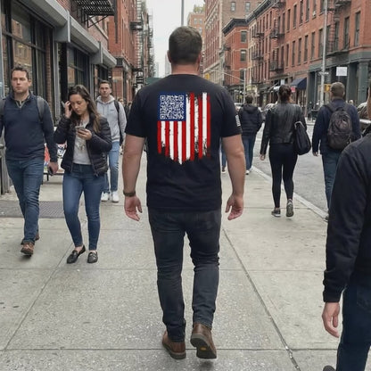 Distressed American Flag - QR Code Shirt