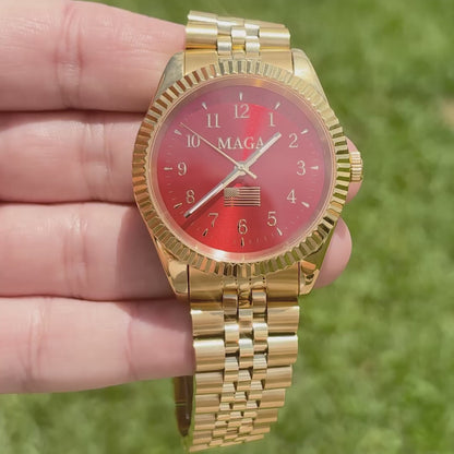 Gold & Red MAGA Watch