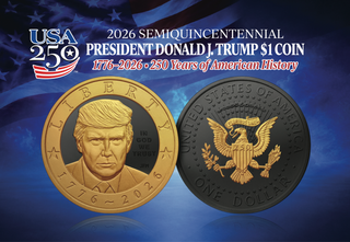 Certificate of Authenticity - America's 250th Anniversary Trump $1 Coin - 24K Gold & Black Ruthenium Edition