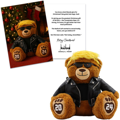 Trumpinator Teddy Bear + Matching Christmas Card (Gift Bundle)