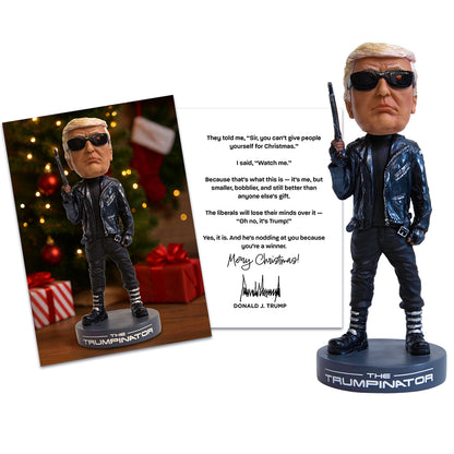 Trumpinator Bobblehead + Matching Christmas Card (Gift Bundle)