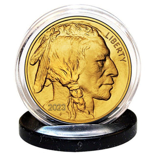 2023 24K Gold Clad $50 AMERICAN GOLD BUFFALO Indian Head TRIBUTE Coin - Proud Patriots