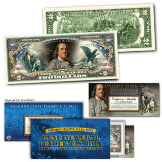 Ben Franklin Genuine Legal Tender U.S. $2 Bill – Collectible Currency Gift Envelope – Proud Patriots